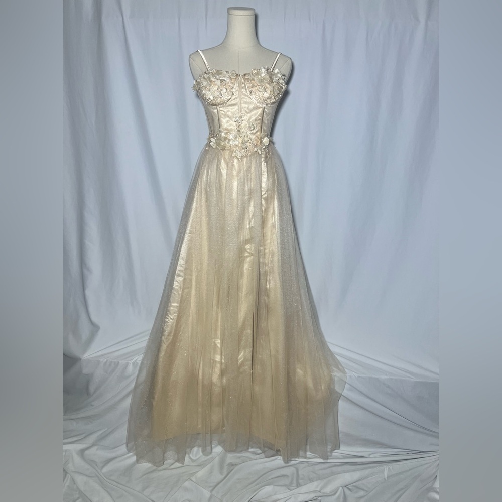 Lavetir Champagne 3D Floral Corset Top Dress | S NWT - Picture 2 of 16